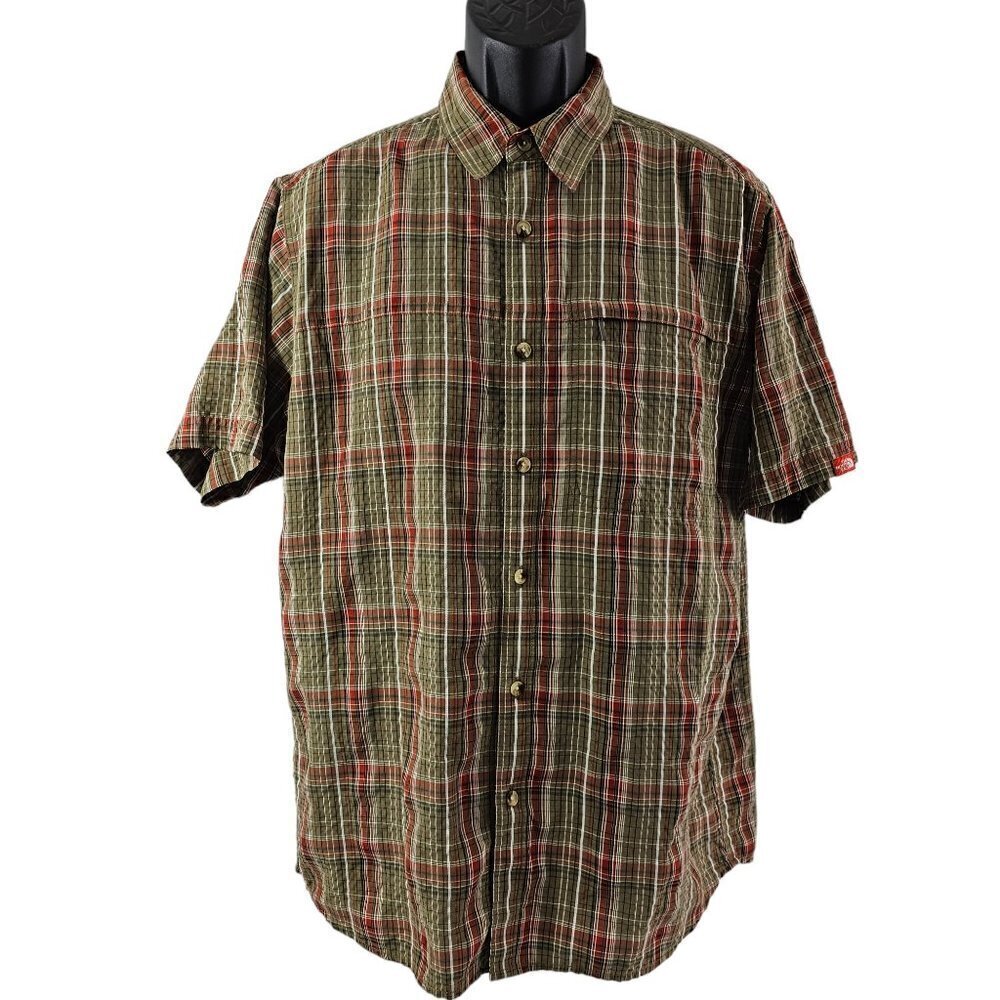 The North Face Men’s Size Large Plaid Button Casual Outdoor Short Sleeve Shirt